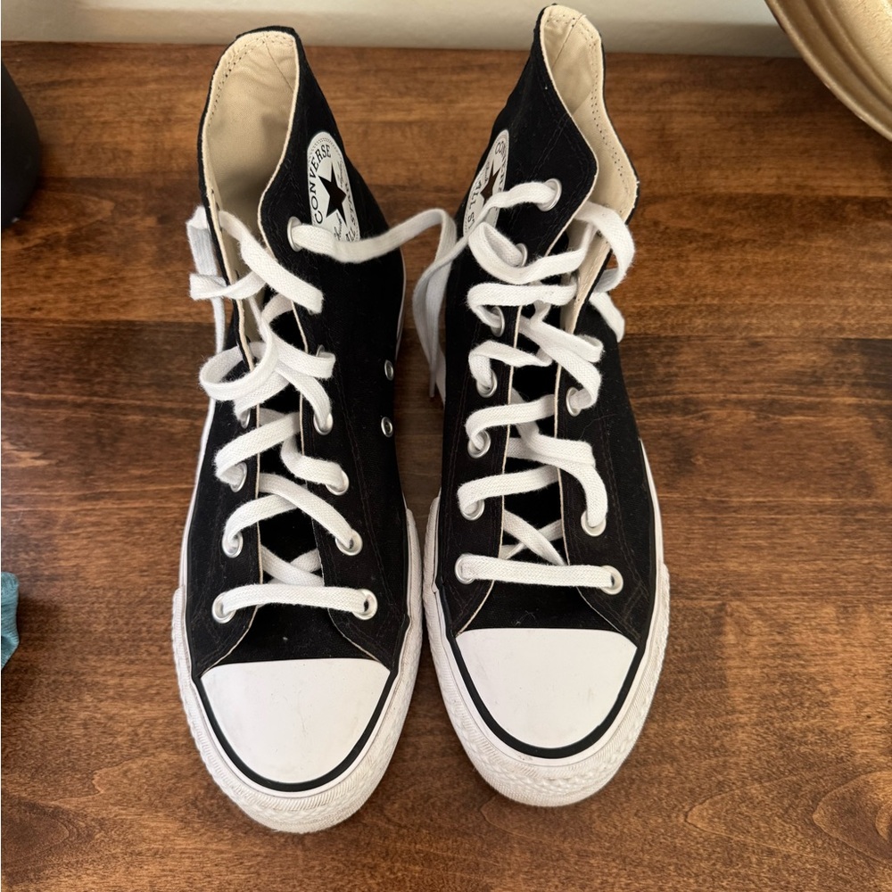 Black High-Top Sneakers with White Accents
